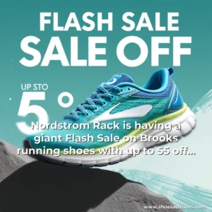 Artistic representation for Nordstrom Rack is having a giant Flash Sale on Brooks running shoes with up to 55 off and theyre selling fast