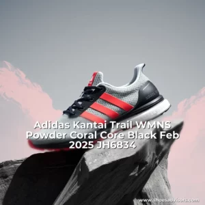 Artistic representation for Adidas Kantai Trail WMNS Powder Coral Core Black Feb 2025 JH6834