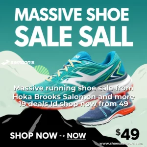 Artistic representation for Massive running shoe sale from Hoka Brooks Salomon and more 19 deals Id shop now from 49