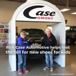 Artistic representation for Rick Case Automotive helps foot the bill for new shoes for kids