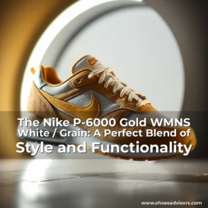 Artistic representation for The Nike P-6000 Gold WMNS White / Grain: A Perfect Blend of Style and Functionality